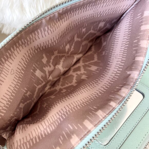 NWOT Mint Green Stella & Dot Double Zip Clutch w/Laser Cut Design - Picture 5 of 9